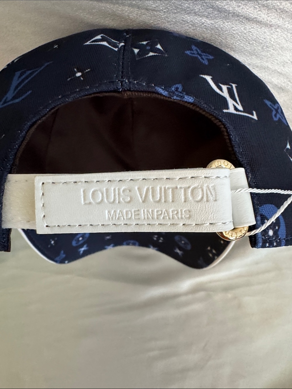 Louis Vuitton Dark Blue Monogram Baseball Cap w/ White Leather Trim🔥New! - Picture 8 of 8